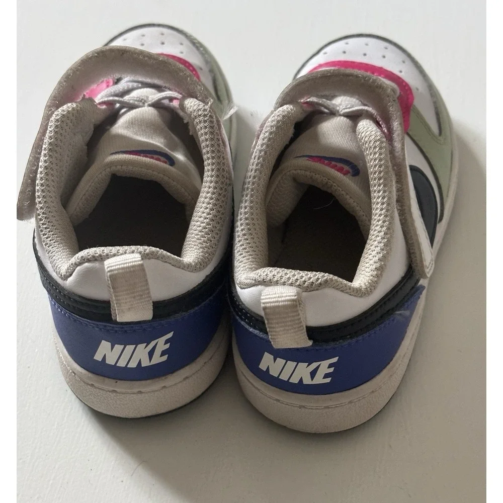 Nike Unisex Kids Colorblock Athletic Sneakers White Pink Green Blue Hook & Loop